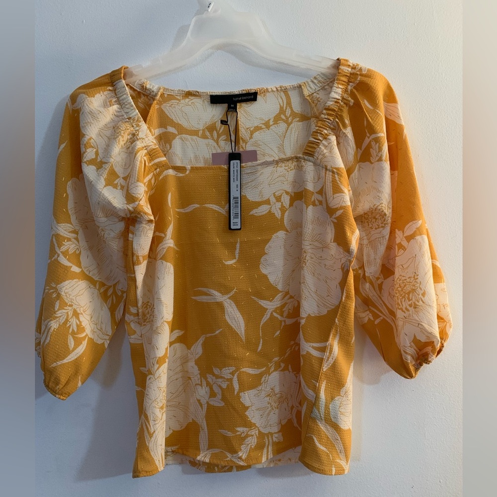 Yellow and white Harvey Bernard blouse M